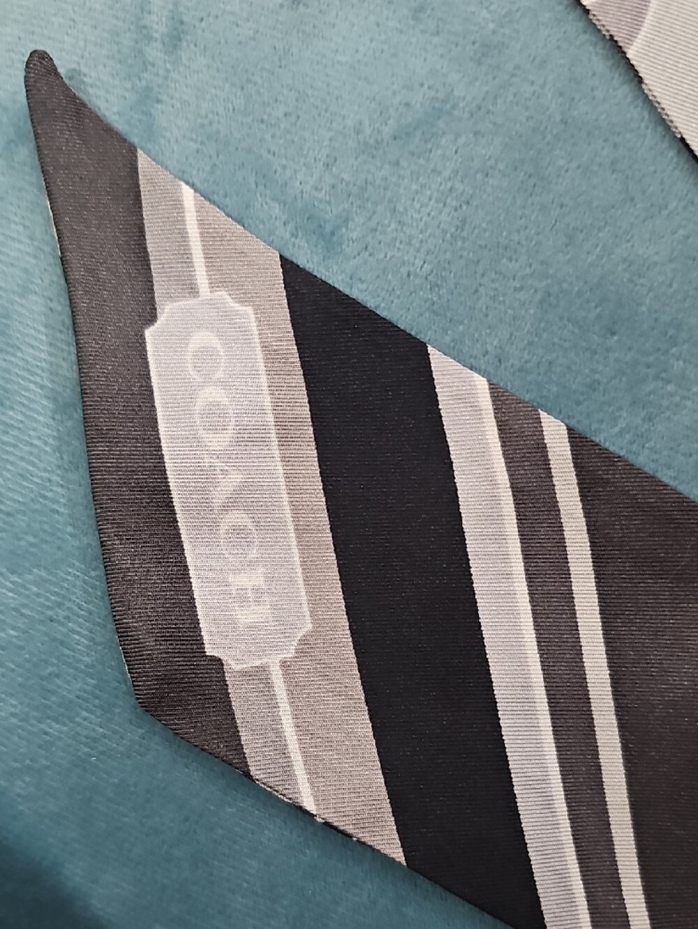 Coach Black and Gray Signature Silk Twilly Scarf - Picture 2 of 4